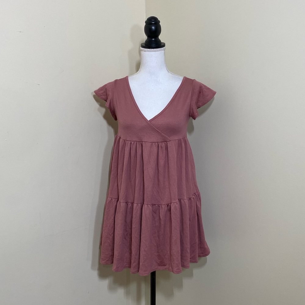 NWT SEE YOU MONDAY || Woman’s Faux Wrap Mini Dress Tiered Baby Doll Swin Sz S